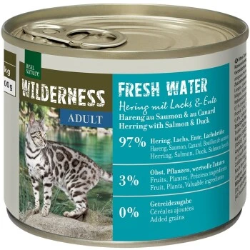 REAL NATURE WILDERNESS Adult Fresh Water Hering Mit Lachs & Ente 6x200 G 3 REAL NATURE WILDERNESS Adult Fresh Water Hering Mit Lachs & Ente 6x200 G